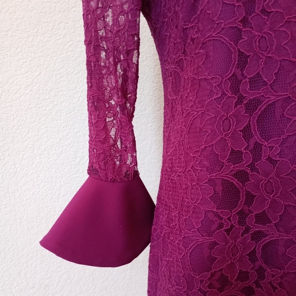 La Pateau burgundy plum lace ruffle hem dress - Picture 3 of 7